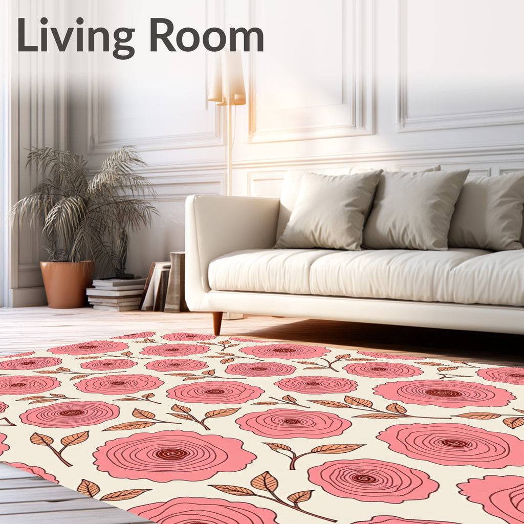 Delicate Rose Floral Pattern Rug
