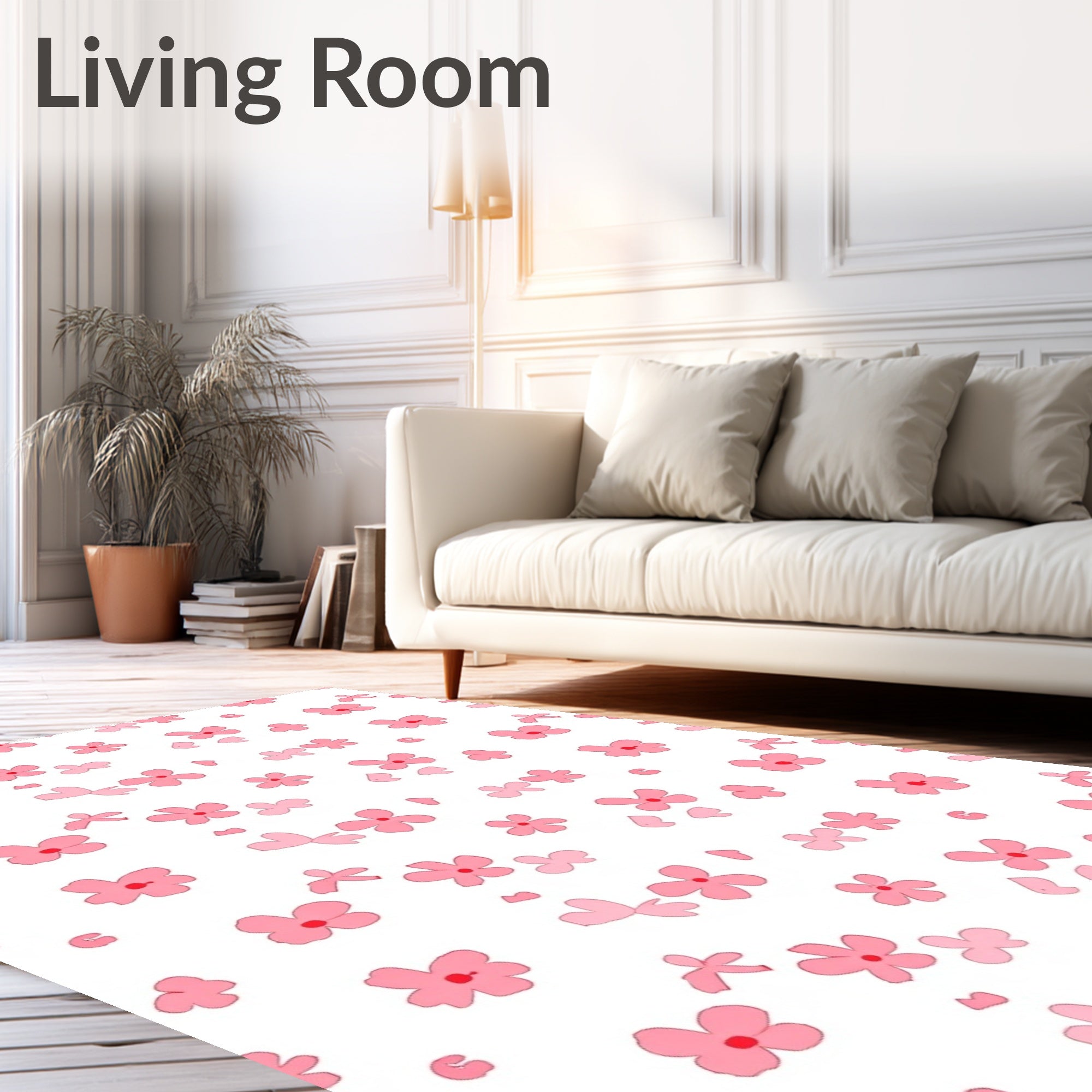 Pink Floral Pattern Design Rug