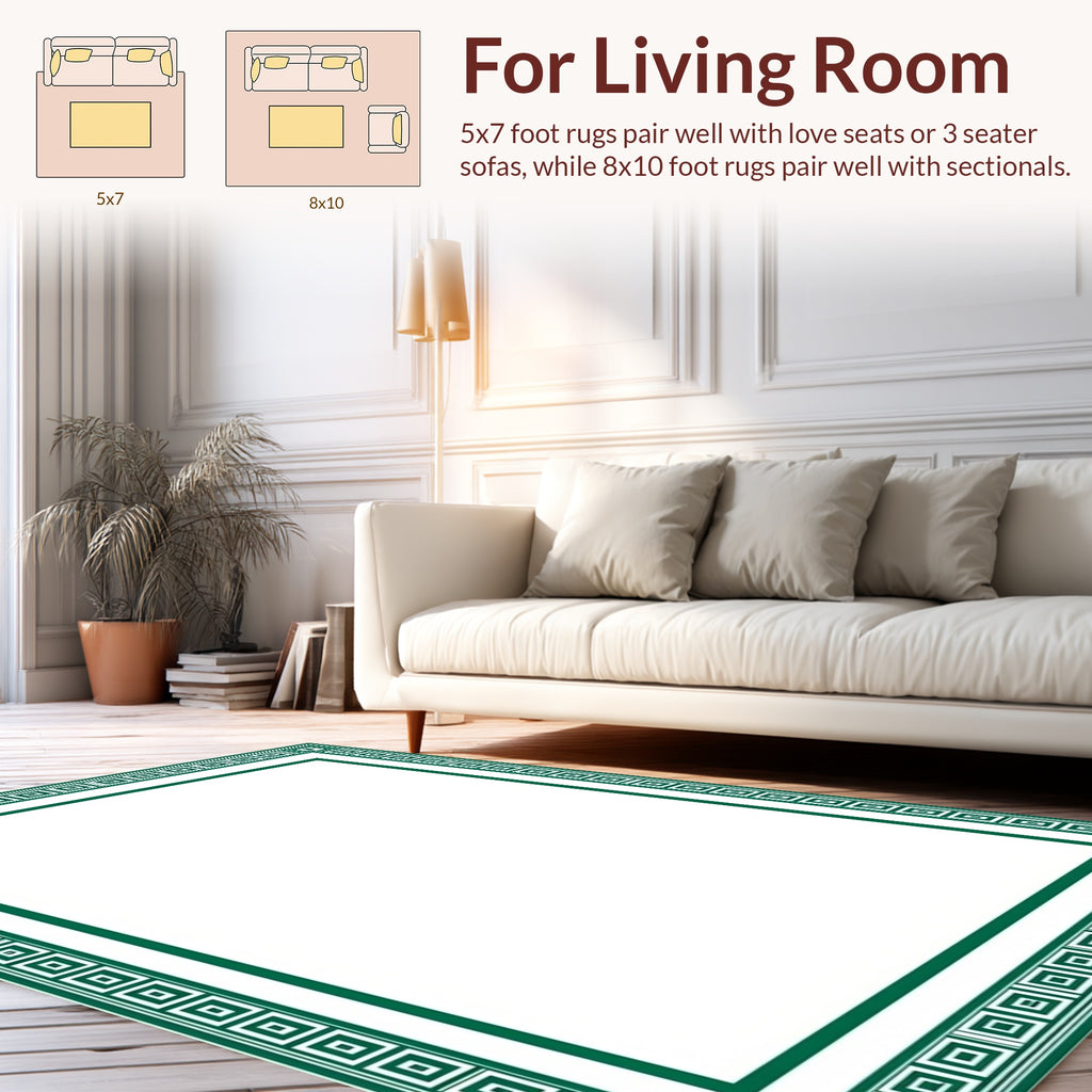 Green Geometric Maze Pattern Rug