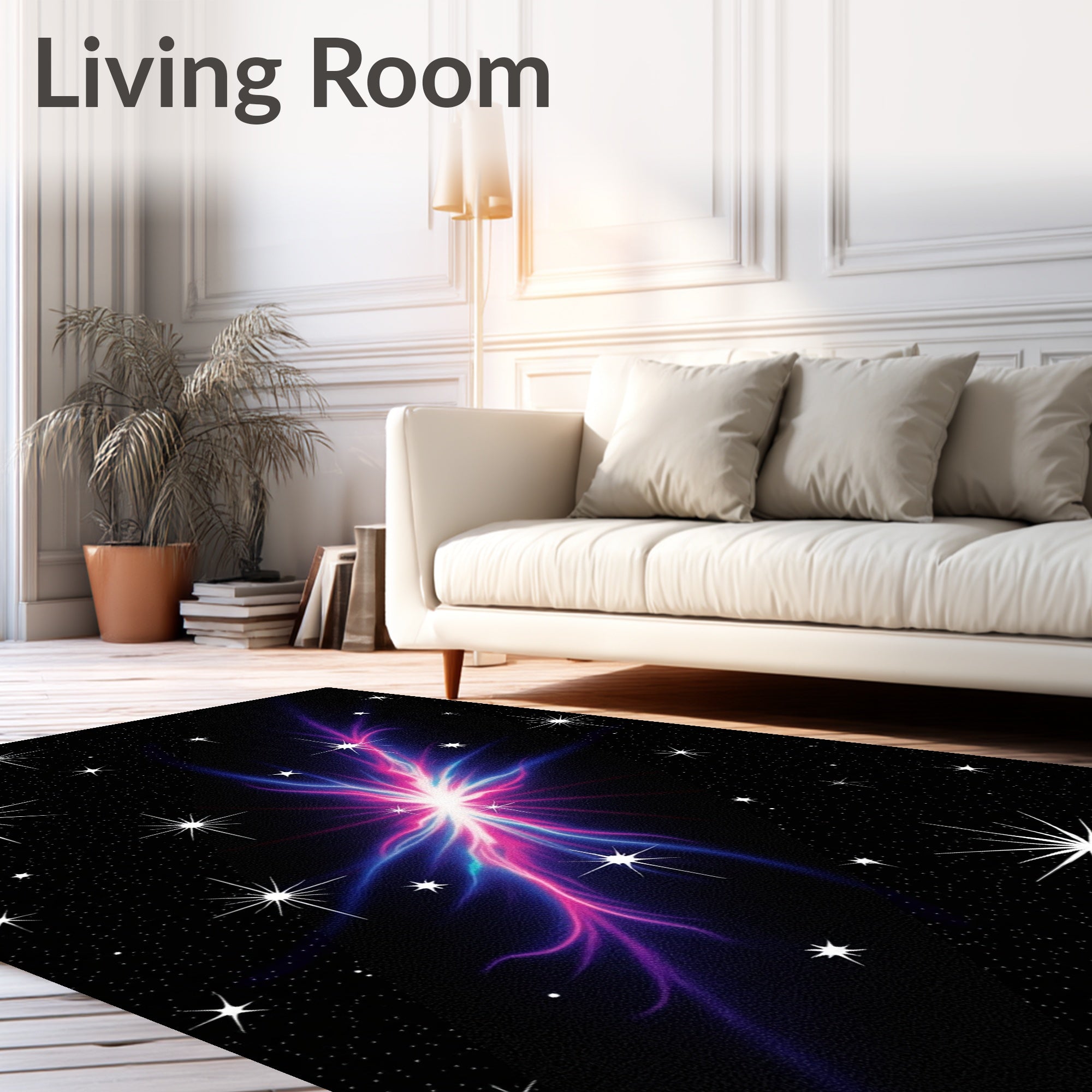 Cosmic Nebula Swirl Starry Night Rug