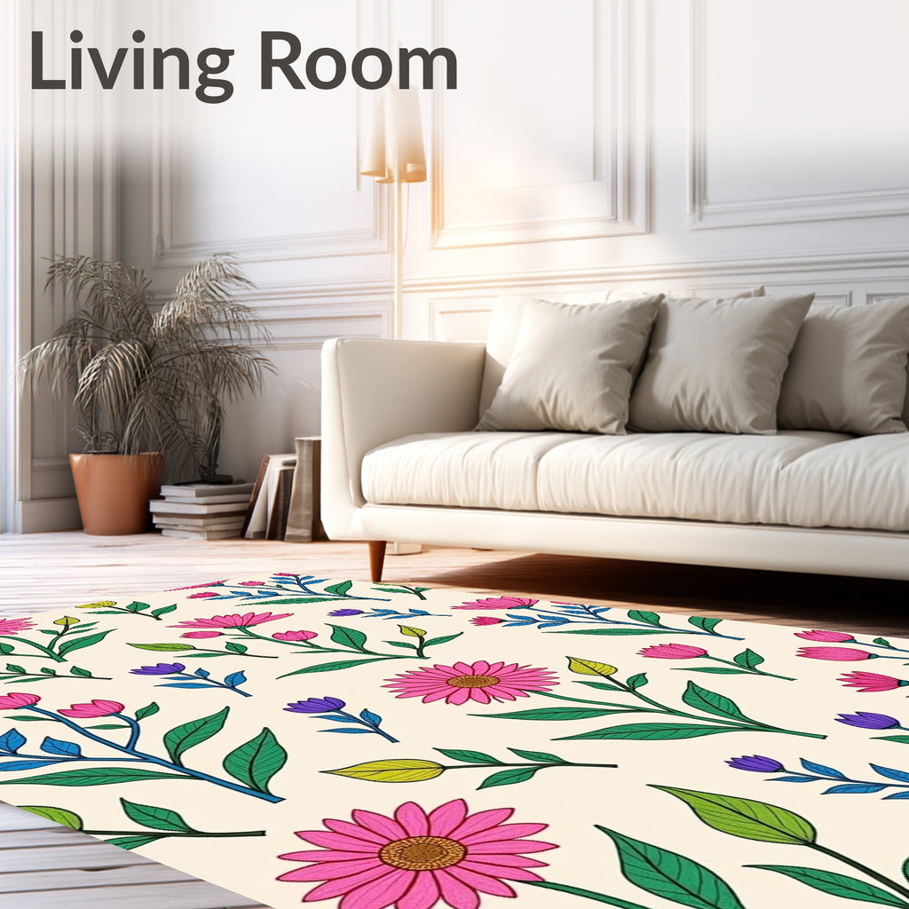 Vibrant Pink Floral Pattern Rug