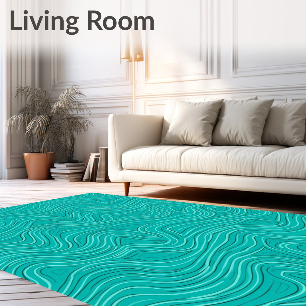 Oceanic Wavy Contour Pattern Rug