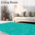 Oceanic Wavy Contour Pattern Rug