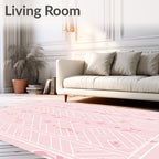 Soft Pink Abstract Leaf Geometric Rug