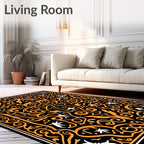 Intricate Orange Swirl Floral Pattern Rug