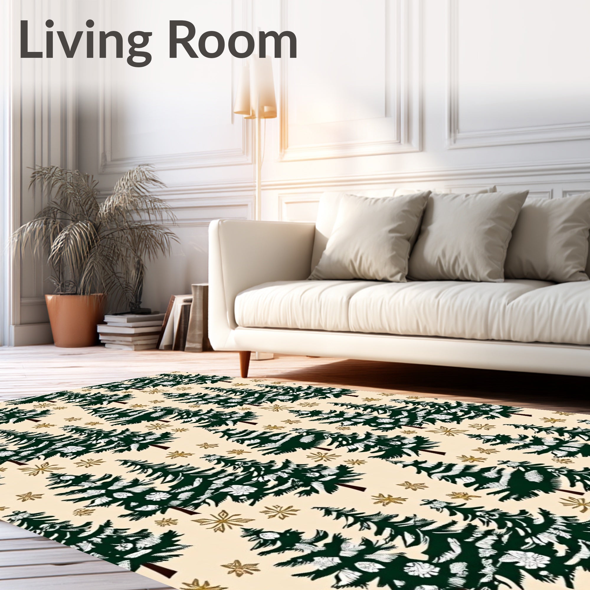 Vintage Pine Frosted Trees Pattern Rug
