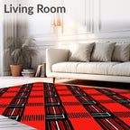 Bold Red Black Geometric Overlay Rug