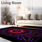 Vibrant Red Purple Sunburst Pattern Rug