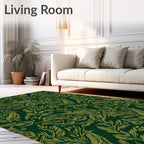 Dark Floral Leaf Pattern Design Rug