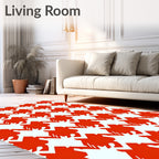 Orange Houndstooth Pattern Rug
