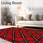 Bold Red Diamond Pattern Rug