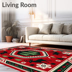 Rustic Woodland Deer Tree Motif Rug