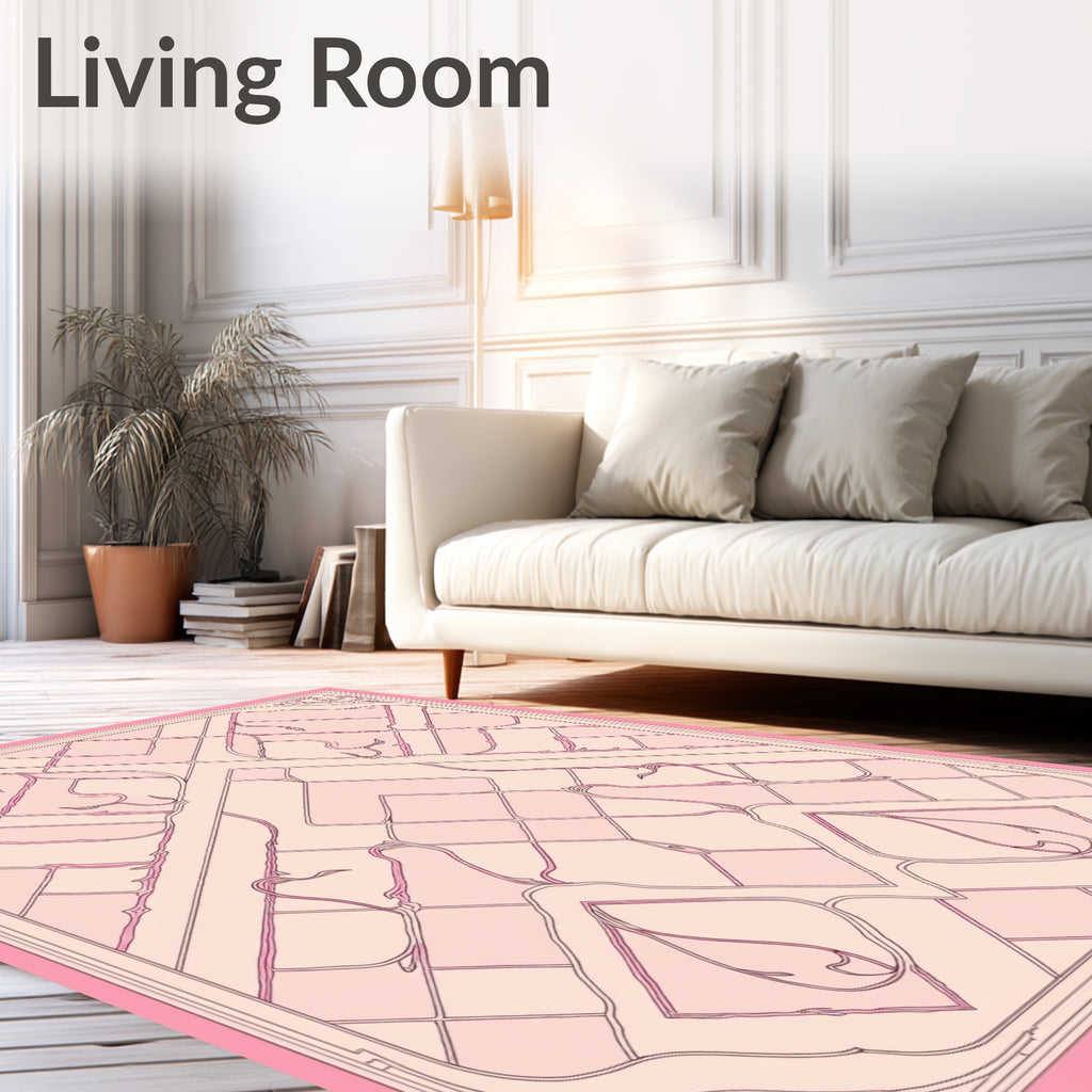 Art Nouveau Pink Geometric Floral Rug