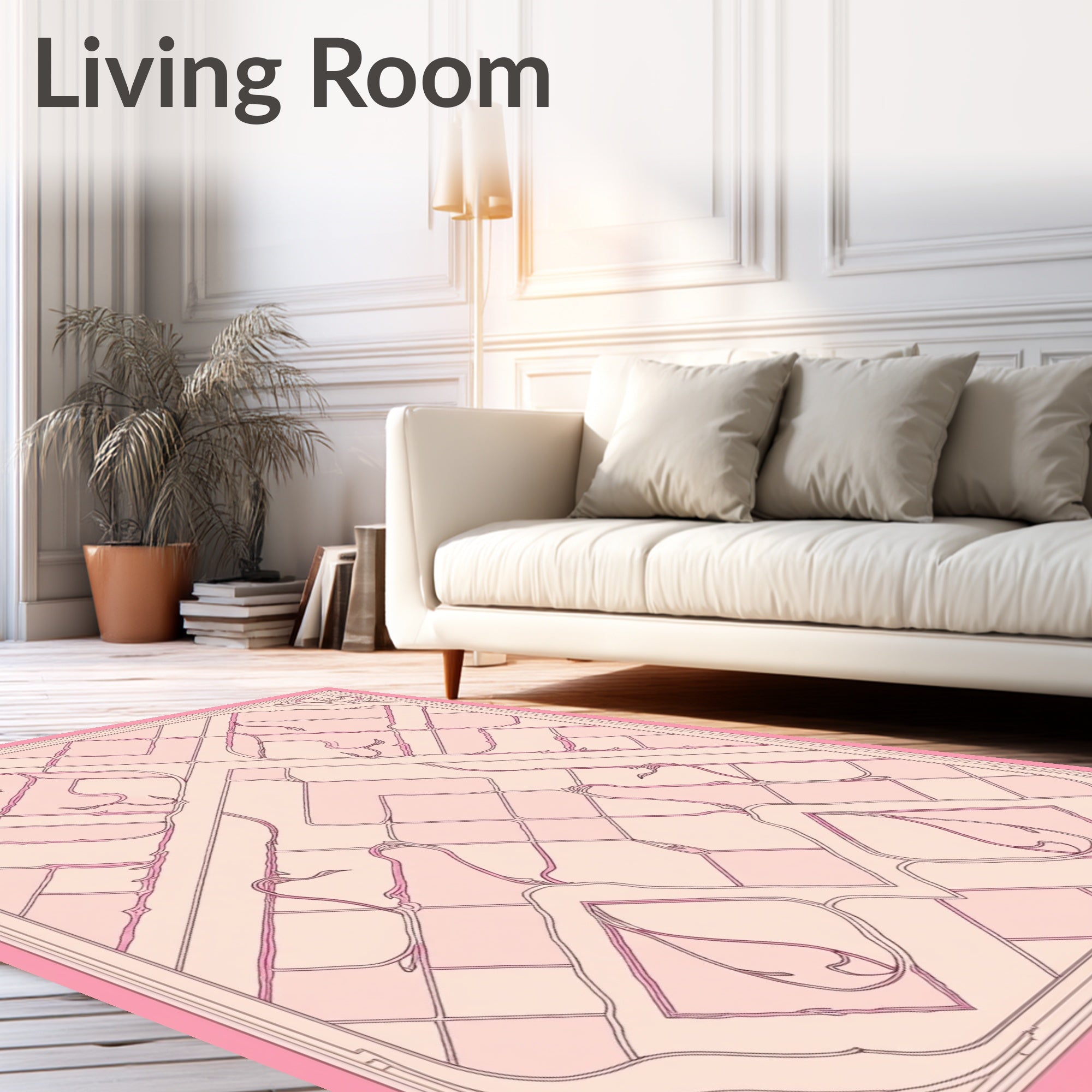 Art Nouveau Pink Geometric Floral Rug