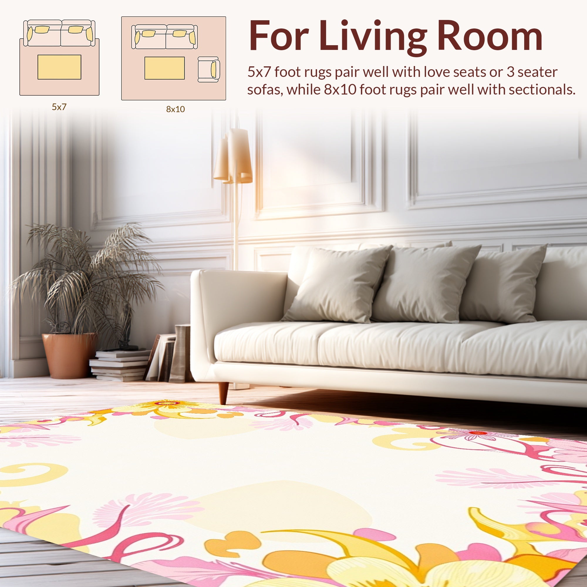 Pink and Yellow Floral Abstract Rug