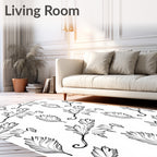 Elegant Feather Leaf Pattern Rug