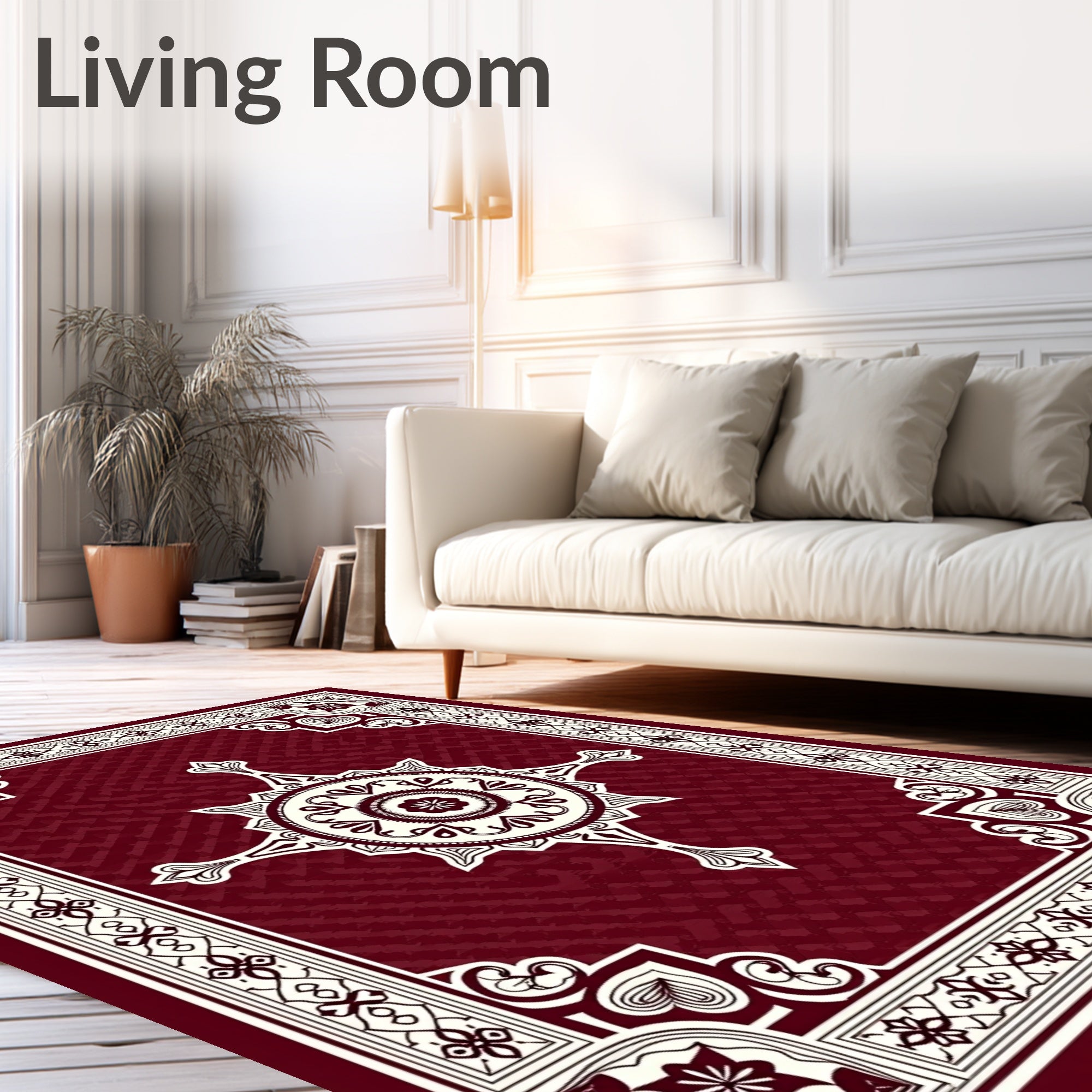 Ornate Mandala Geometric Border Rug