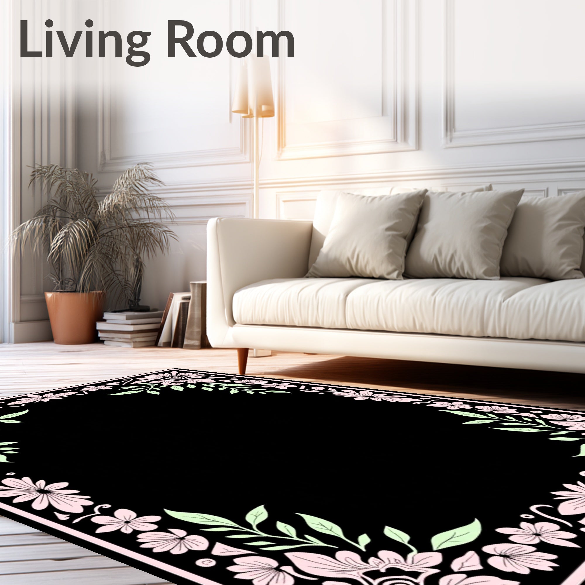 Elegant Floral Scroll Pattern Rug