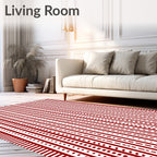 Red White Vertical Stripes Pattern Rug