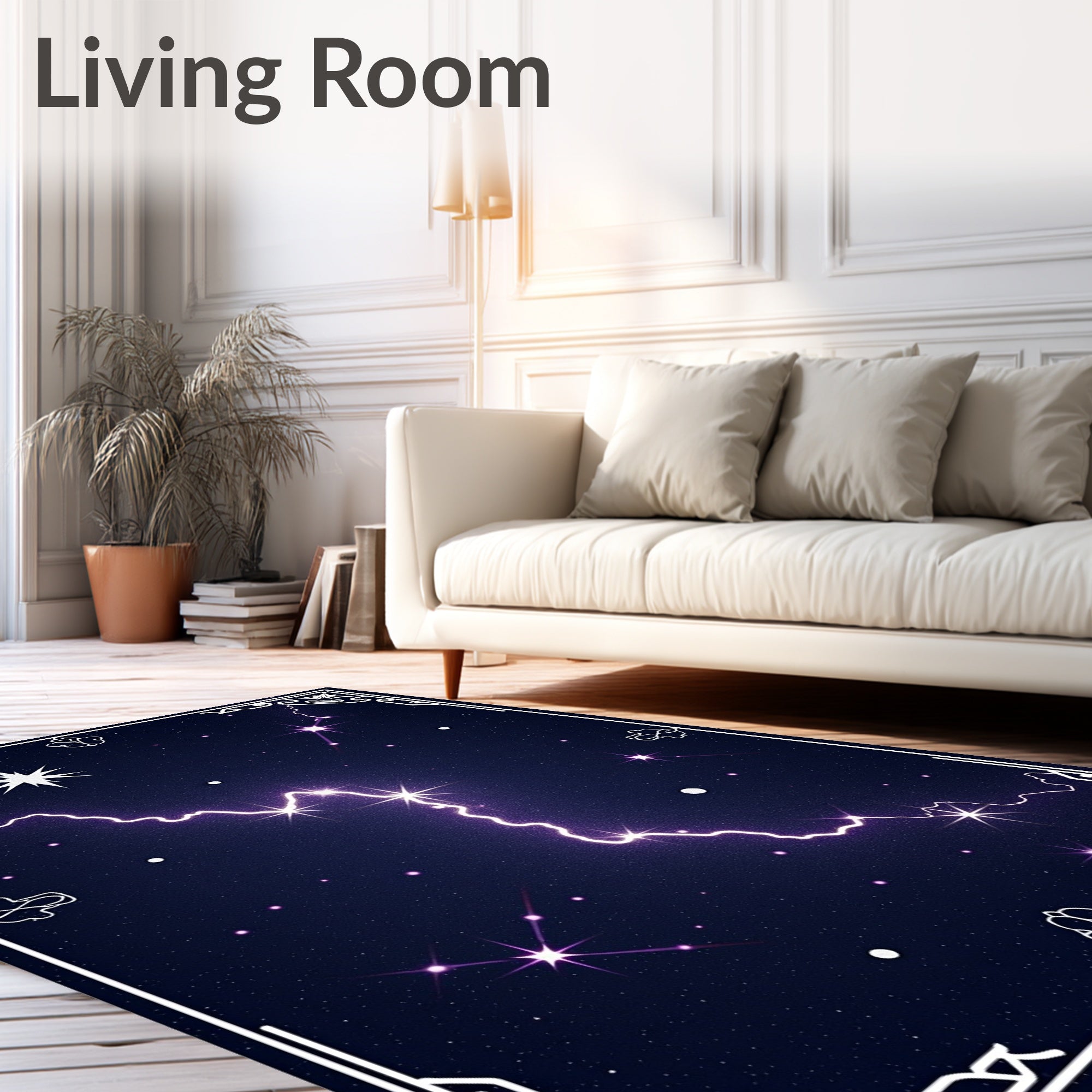 Cosmic Lightning Bolt Nebula Art Rug