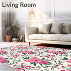 Pink Floral Baroque Pattern Rug
