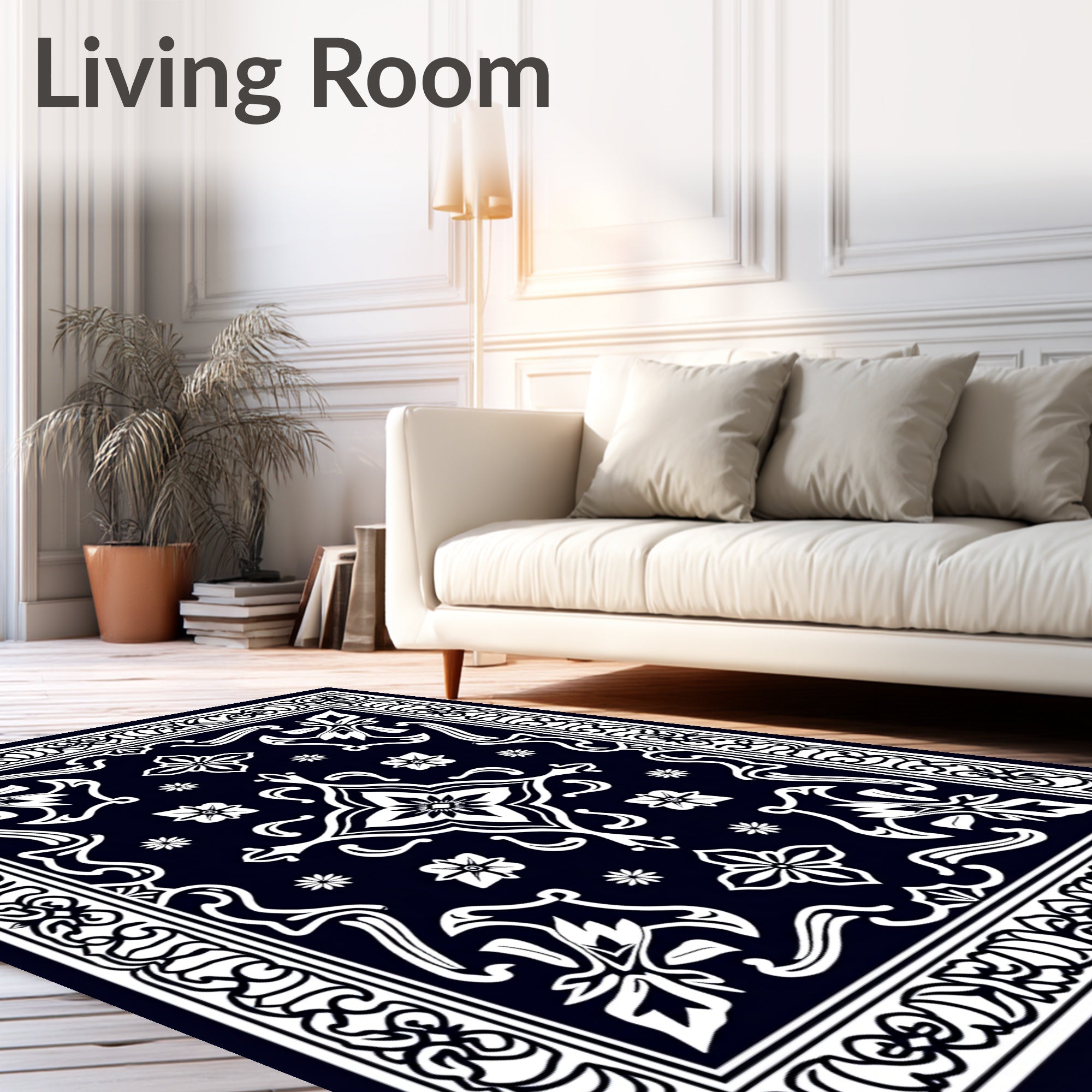 Ancint Floral White Pattern Rug