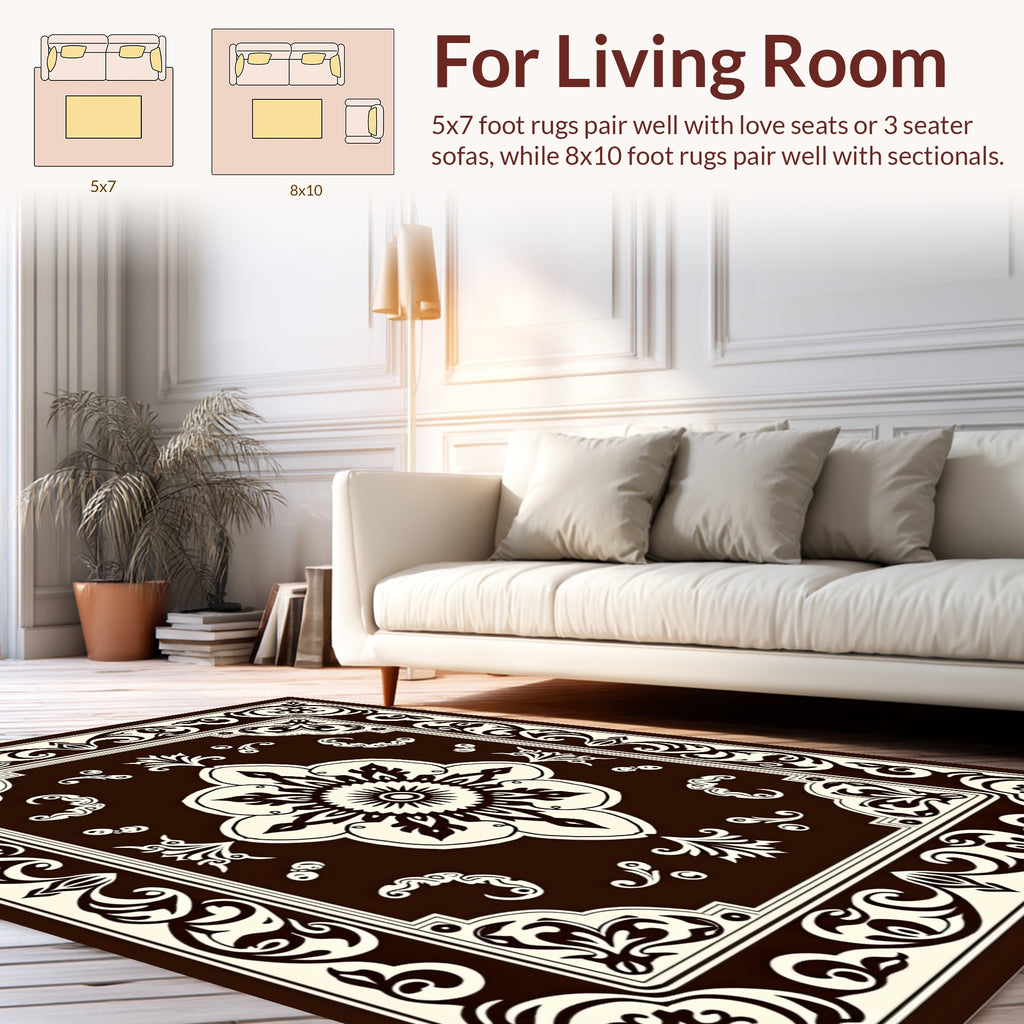 Elegant Floral Scrollwork Frame Design Rug