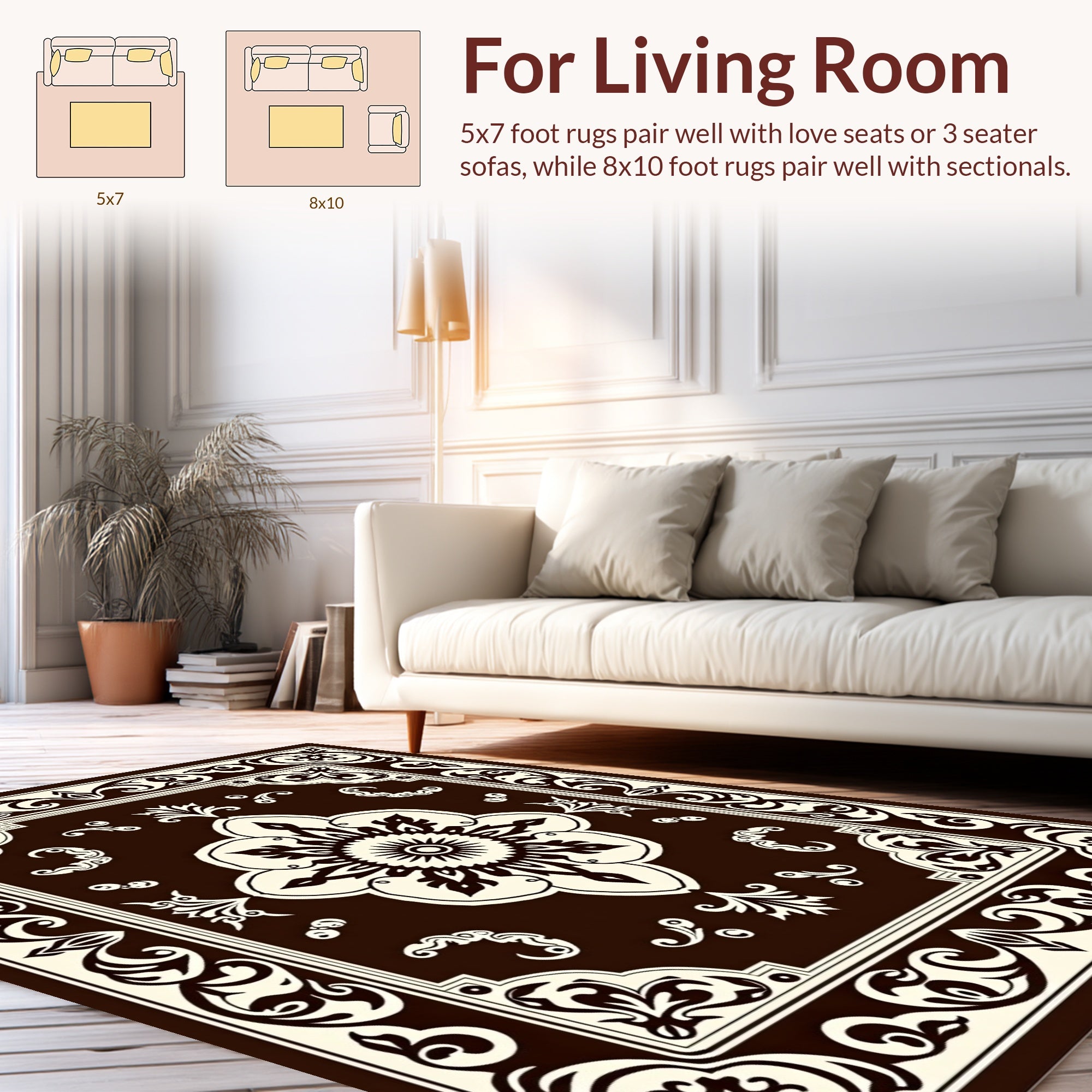 Elegant Floral Scrollwork Frame Design Rug