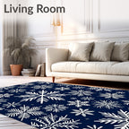 Winter White Snowflakes Navy Rug