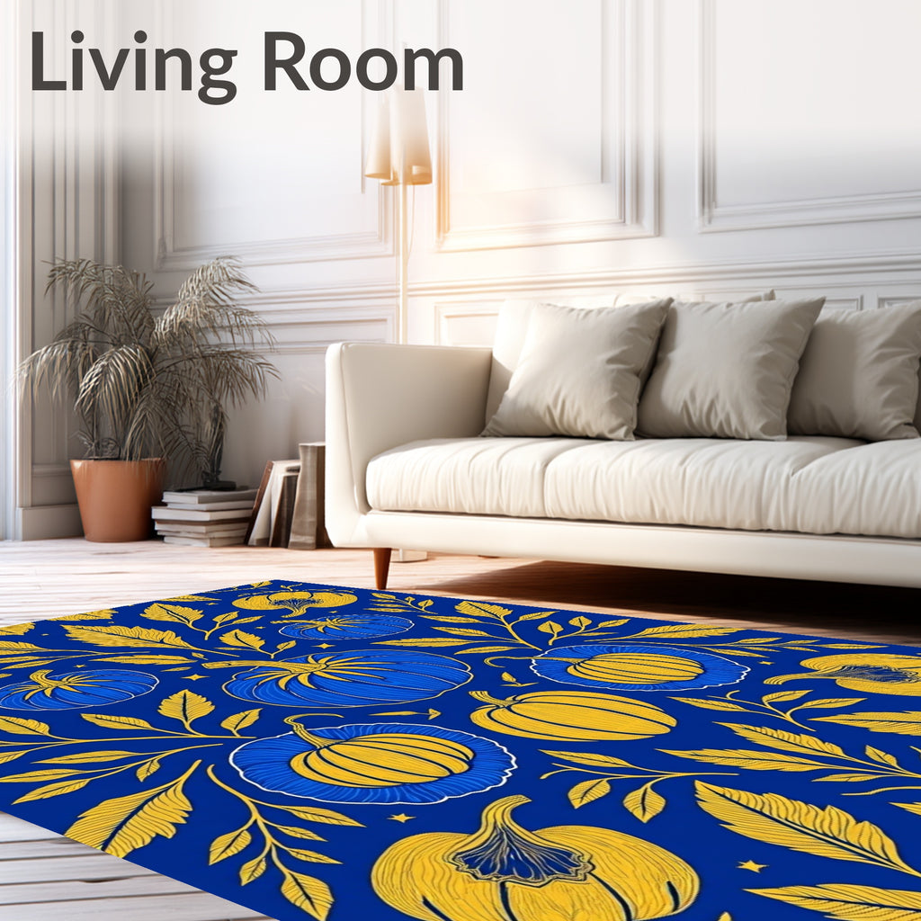 Harvest Pumpkins Foliage Pattern Rug