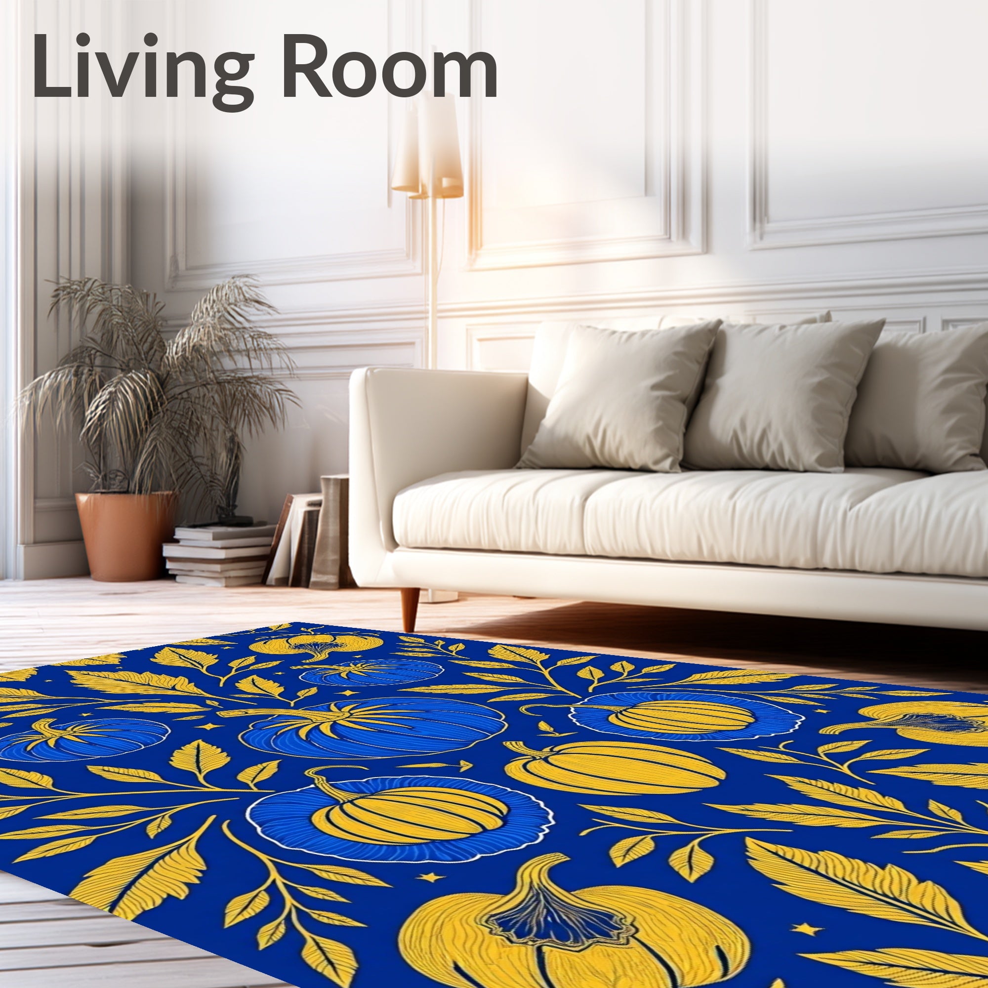 Harvest Pumpkins Foliage Pattern Rug