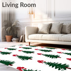 Evergreen Trees with Red Berries Rug