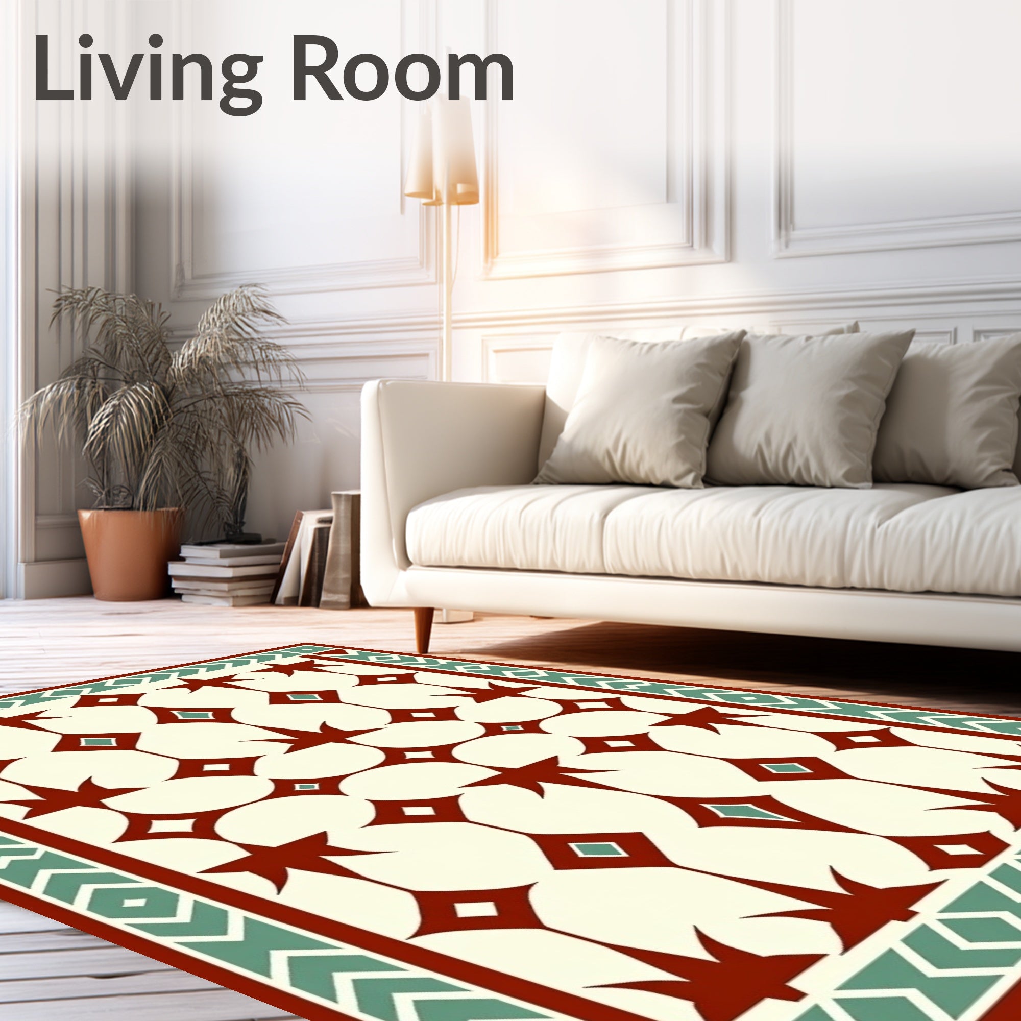Art Deco Inspired Diamond Star Pattern Rug