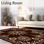 Ornate Sunburst Floral Border Design Rug
