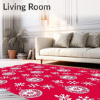 Red White Ornament Snowflake Seamless Rug