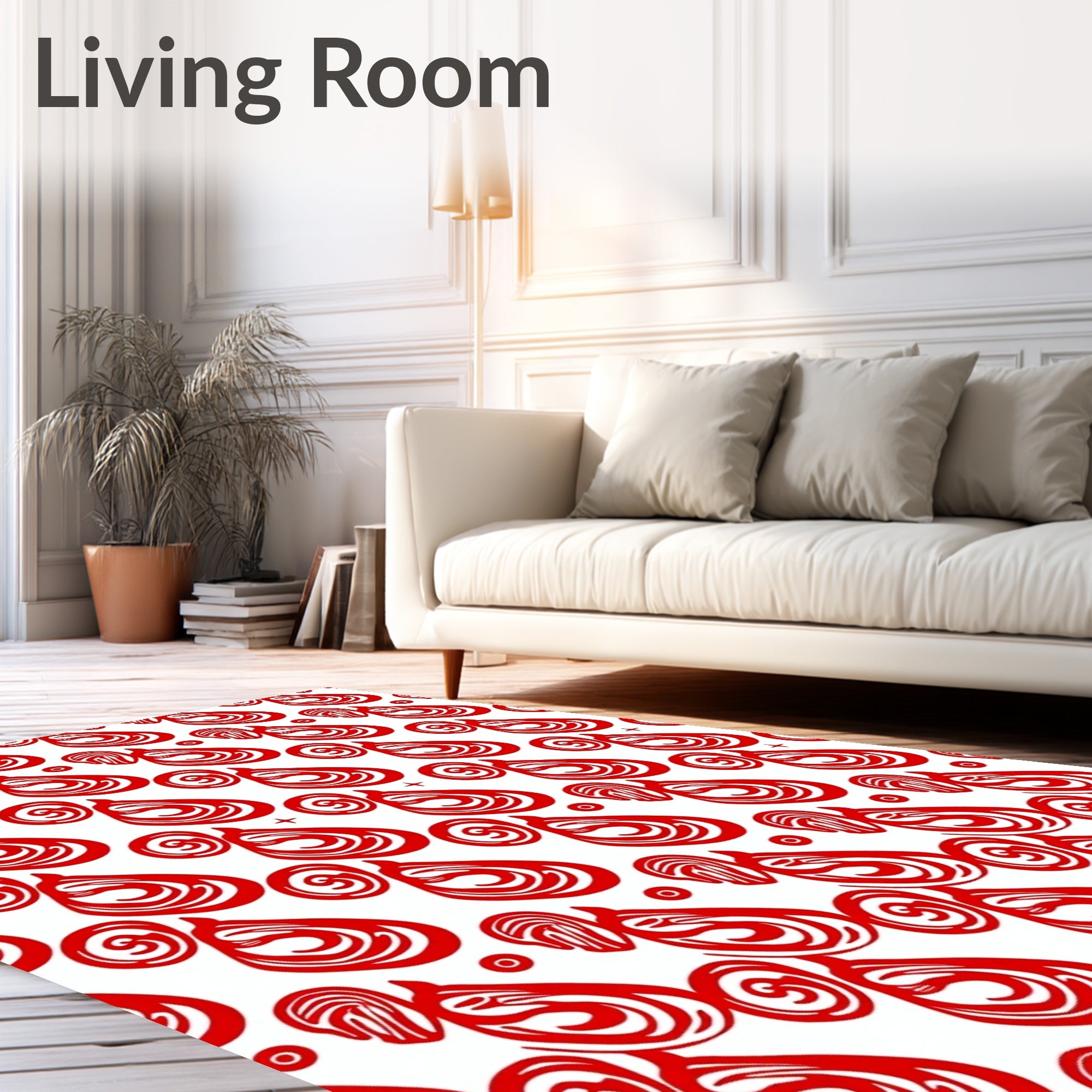 Bold Red Abstract Organic Design Rug