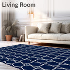 White Geometric Lines Pattern Rug