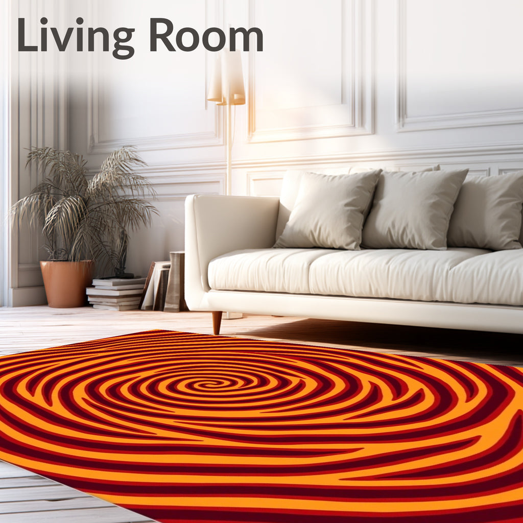 Bold Swirling Orange Red Lines Rug