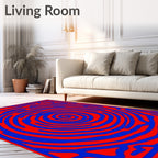 Abstract Red Blue Swirl Pattern Rug
