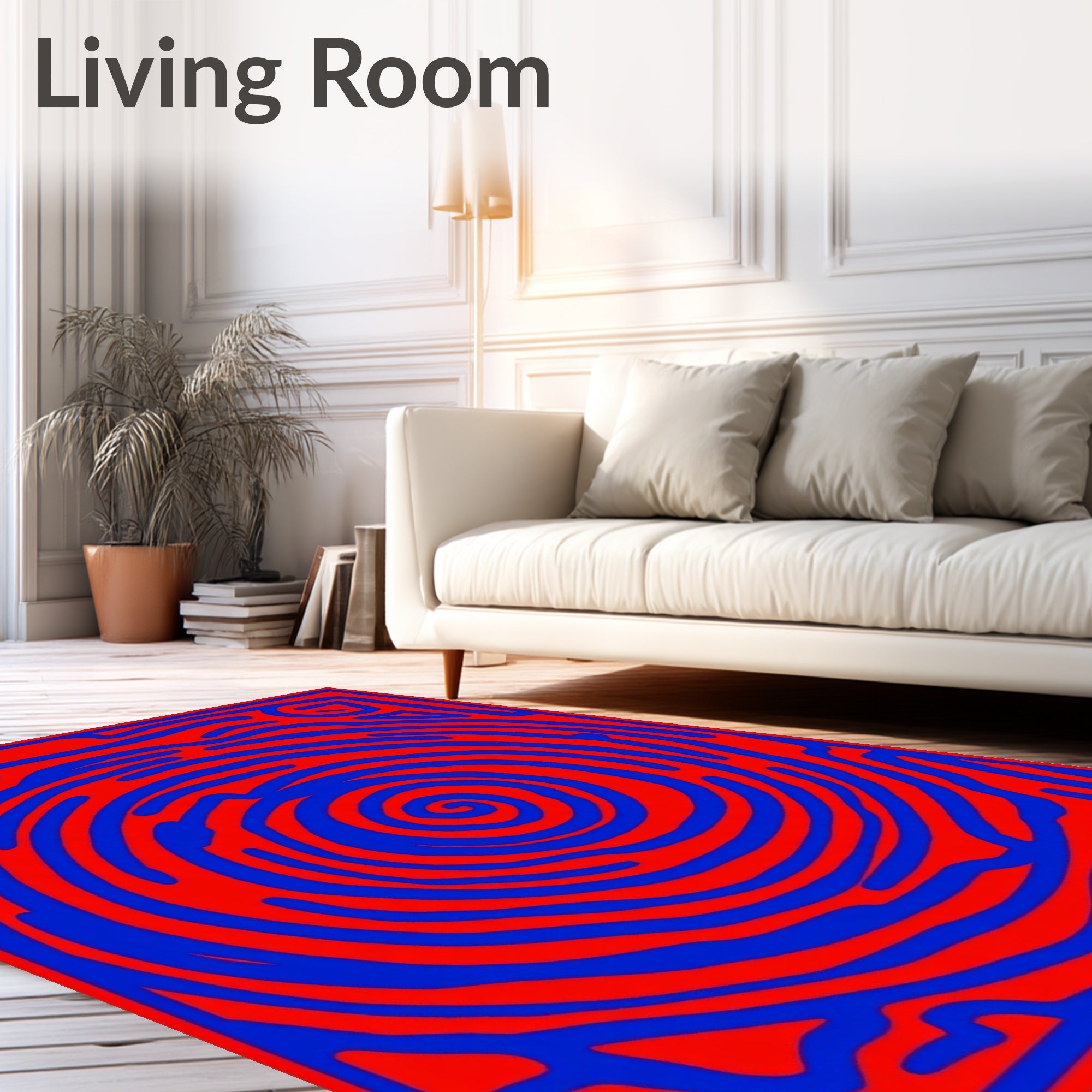 Abstract Red Blue Swirl Pattern Rug