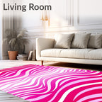 Pink Abstract Wavy Stripes Rug