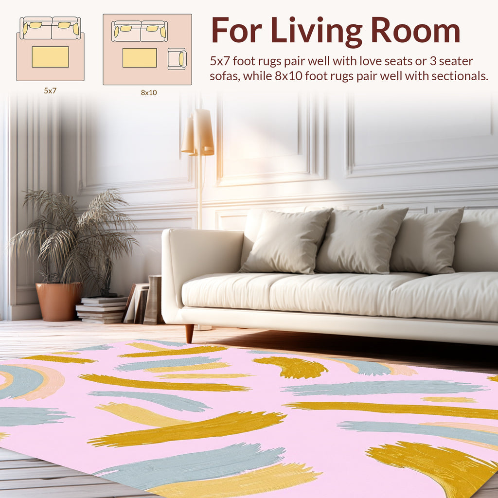 Abstract Brush Stroke Swirl Pattern Rug
