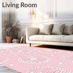 Whimsical Pink Swirl Star Pattern Rug