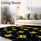 Whimsical Yellow Cat Space Design Rug