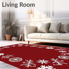 Winter Snowflake Border Design Rug