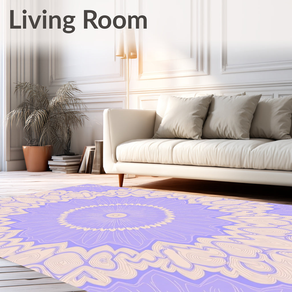 Lavender Cream Mandala Pattern Rug