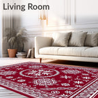 Rich Red Snowflake Pattern Rug
