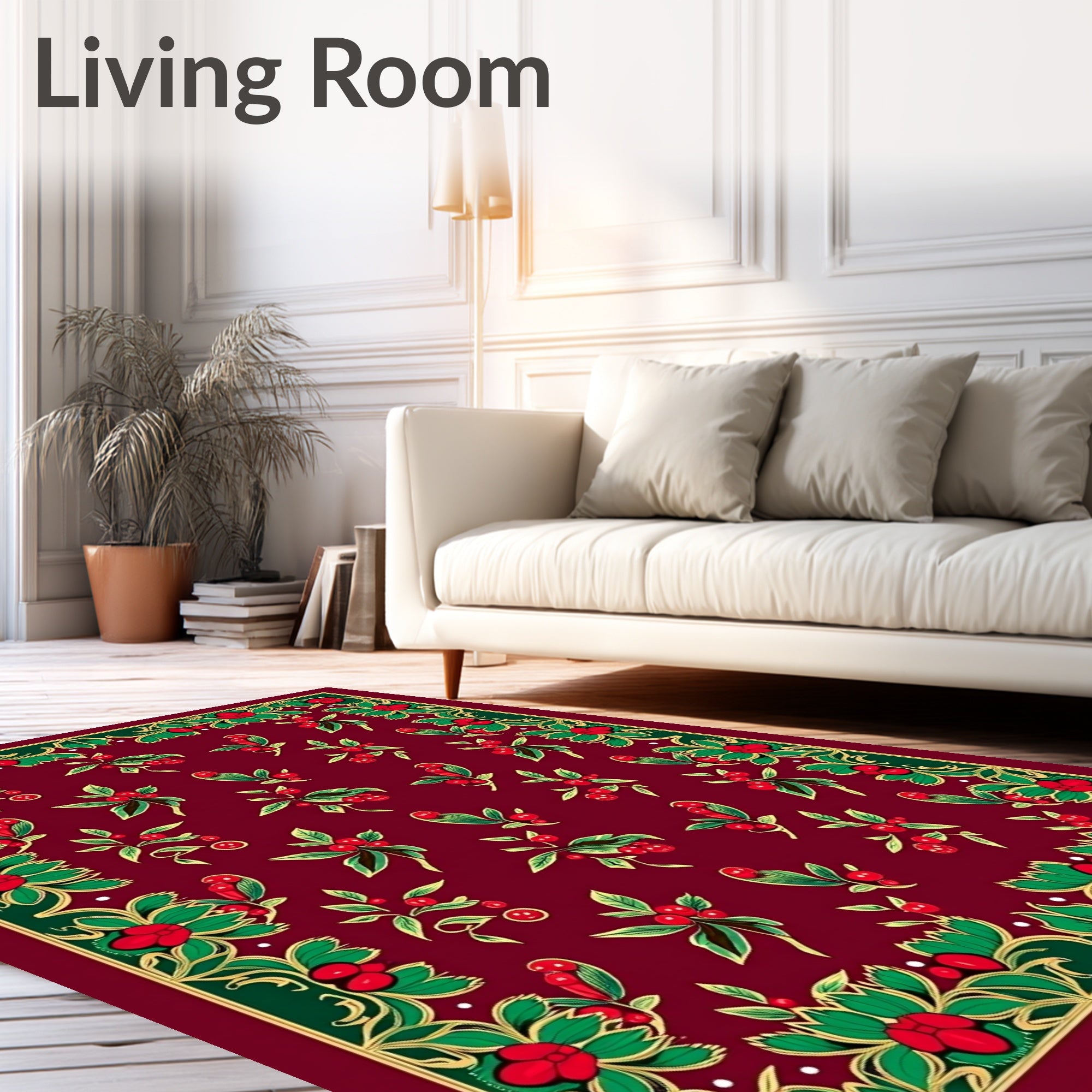 Cherries And Leaf Garland Border Design Rug