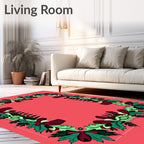 Ornate Floral Border With Eye Motifs Rug