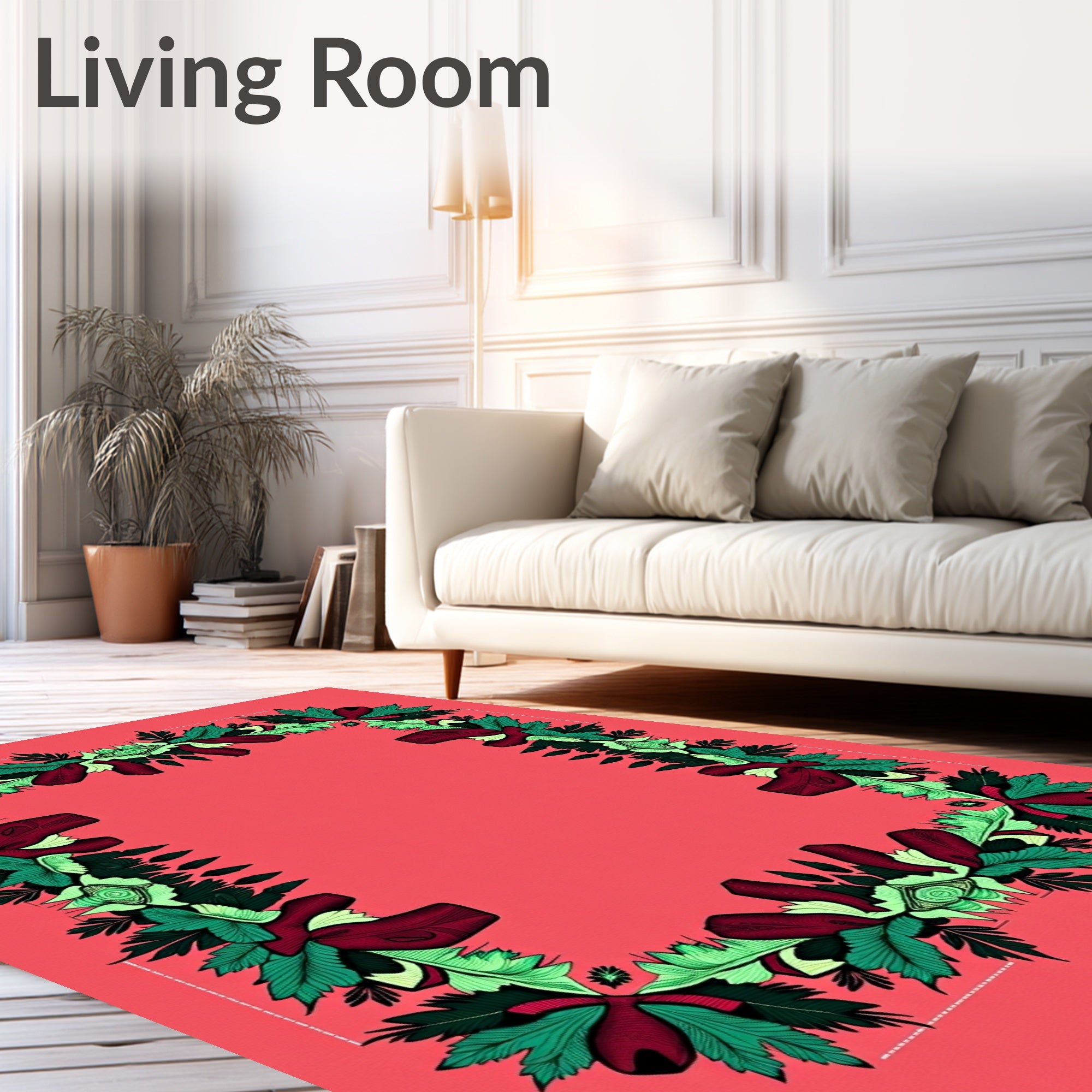 Ornate Floral Border With Eye Motifs Rug
